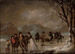 Julius Caesar Ibbetson - Skating in the Lake District