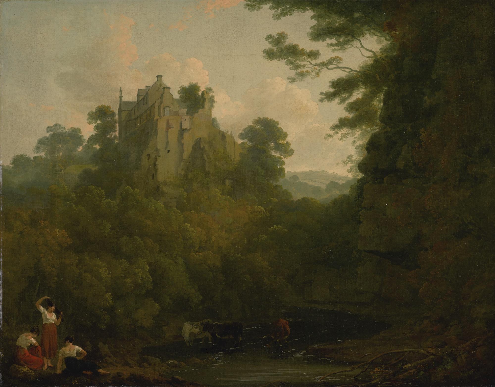 Julius Caesar Ibbetson - View Of Hawthornden Castle On The River North Esk, Midlothian, Scotland