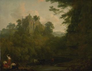 Julius Caesar Ibbetson - View Of Hawthornden Castle On The River North Esk, Midlothian, Scotland