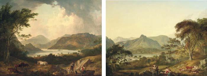 Julius Caesar Ibbetson - View of Ullswater, Cumberland, Taken From Gowbarrow Park; And View of Grasmere, Westmoreland, Taken From White Moss
