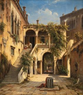 Julius Eduard Wilhelm Helfft - Cortile in Venedig