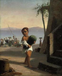 Julius Friedlaender - Unloading provisions on the quay, Capri