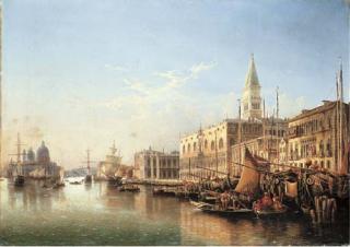 Julius Helfft - Venice: the Riva degli Schiavoni, looking West with the Punta della Dogana and Santa Maria della Salute beyond