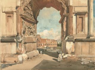 Julius Jacob d. J. - Der Konstantinsbogen mit Durchblick auf das Kolosseum.