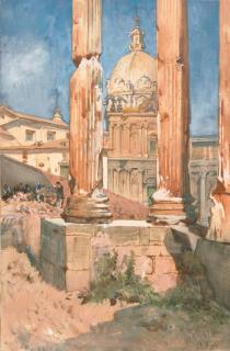 Julius Jacob d. J. - Der Vespasianstempel auf dem Forum Romanum.