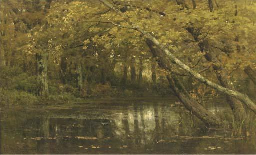 Julius Jacobus Van de Sande Bakhuyzen - A forest in autumn