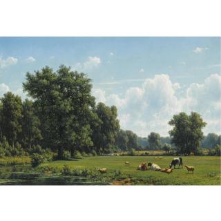 Julius Jacobus van de Sande Bakhuyzen - Cattle In A Summer Landscape