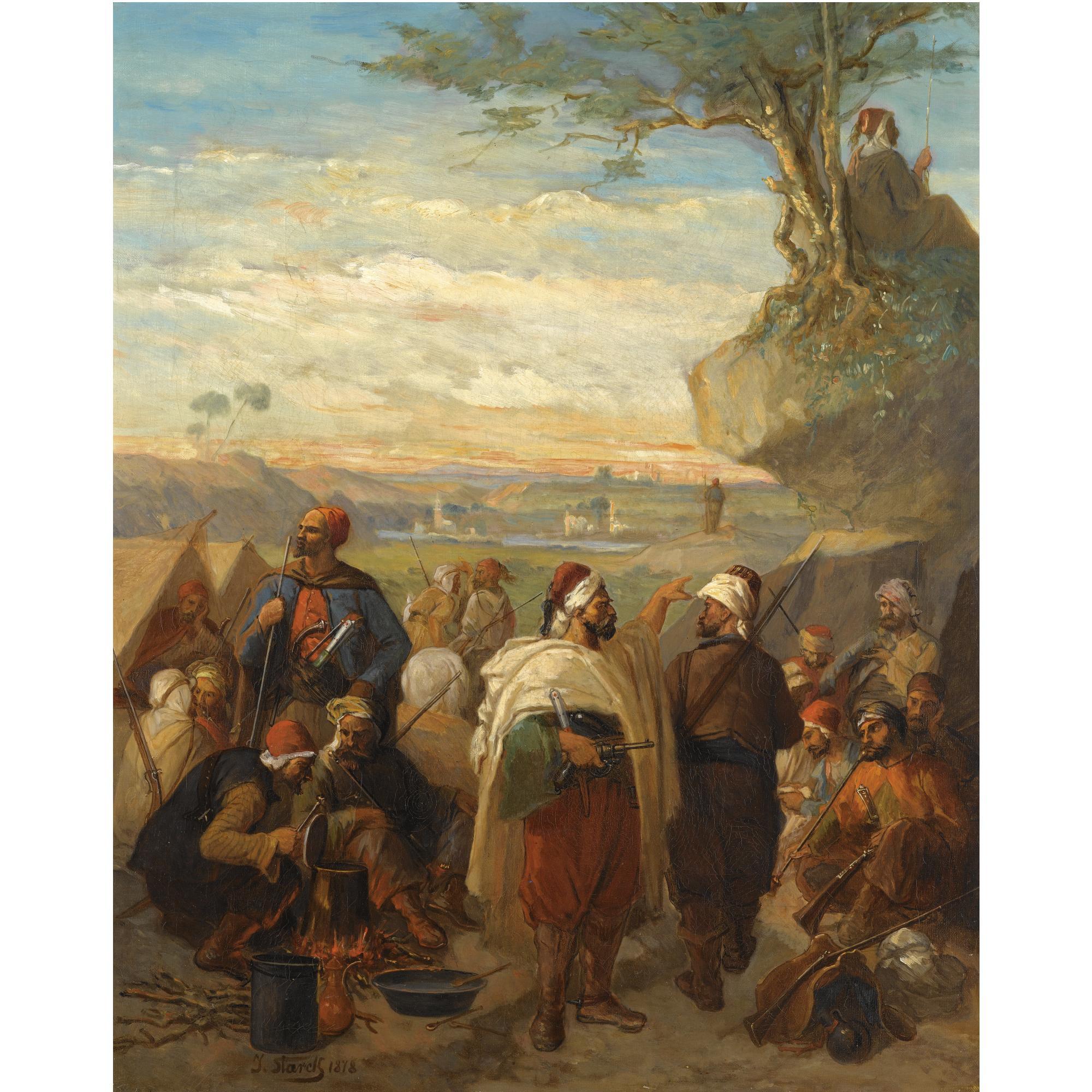 Julius Josephus Gaspard Starck - Belgian The Encampment
