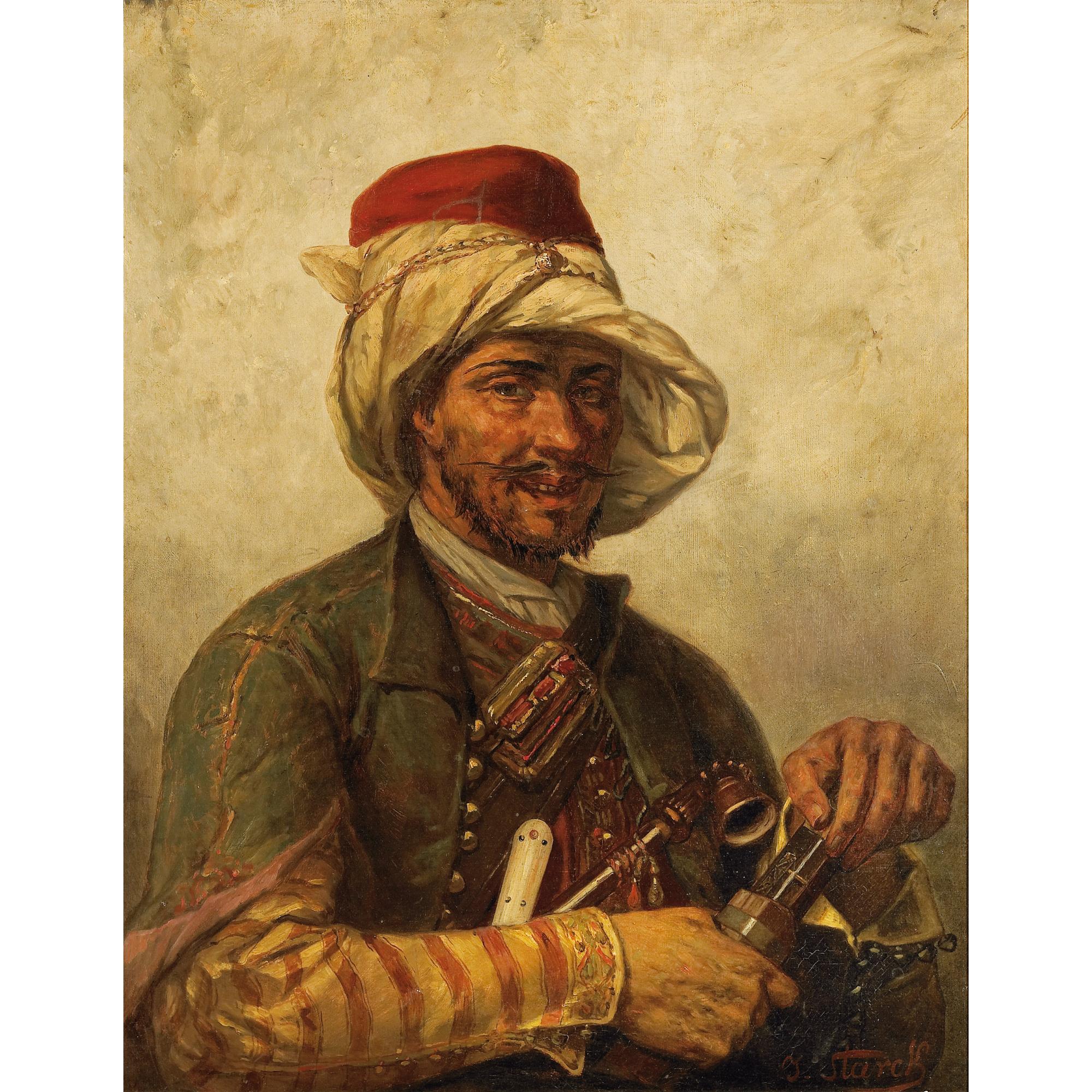 Julius-Josephus-Gaspard Starck - Portrait D\'Hommejulius-Josephus-Gaspard Starck ; Portrait Of A Man ; Signed Lower Right ; Oil On Canvas