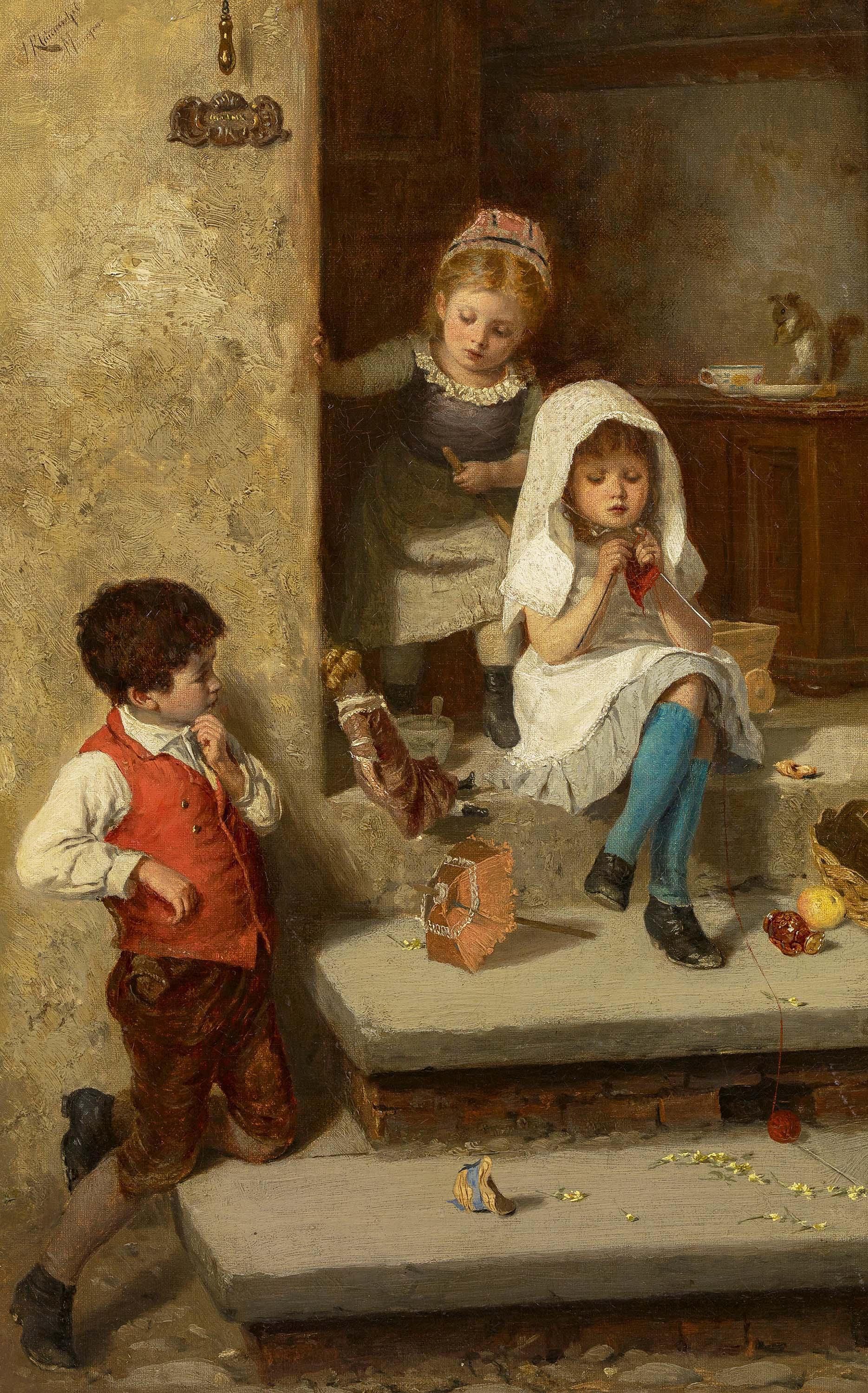 Julius Kleinmichel - Spielende Kinder.