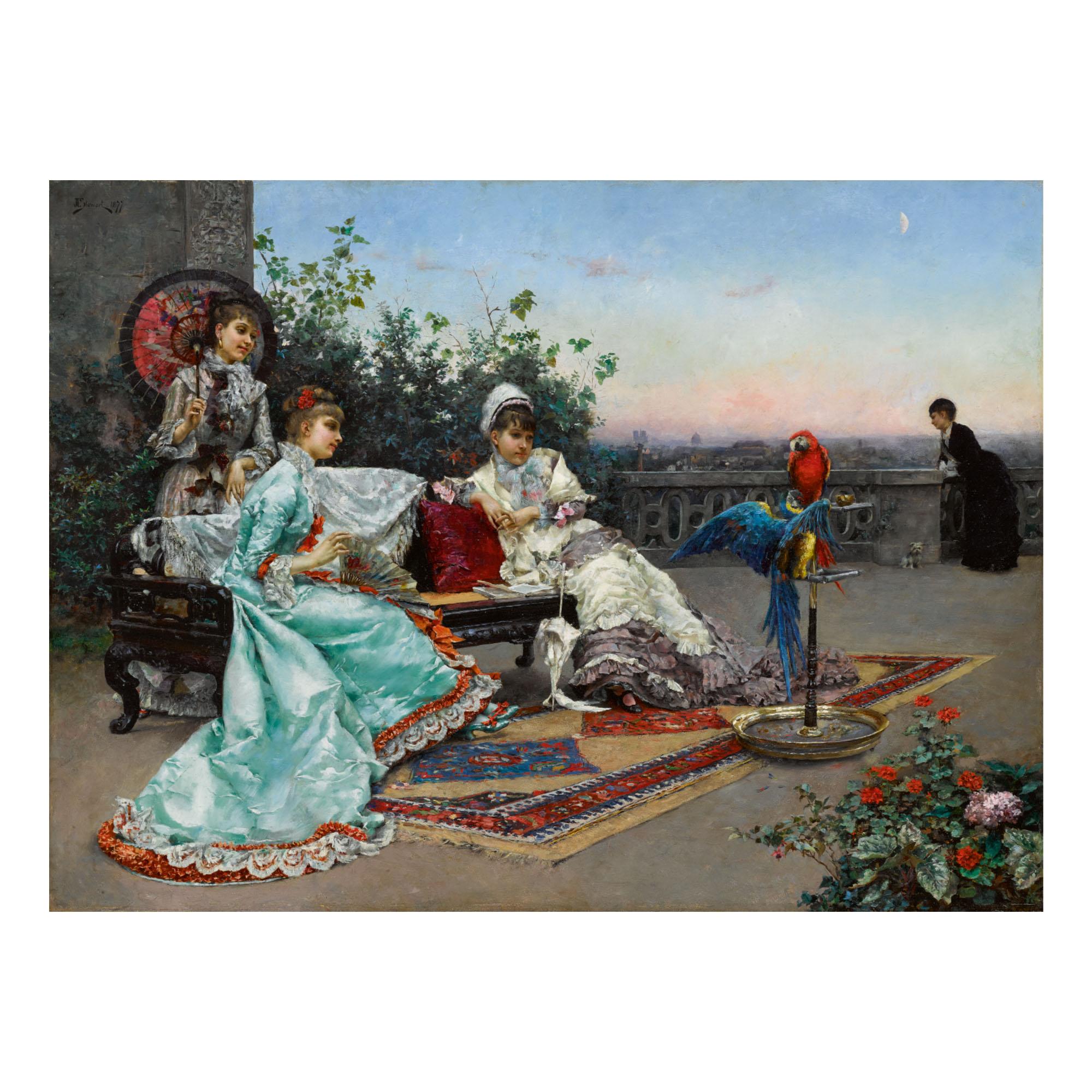 Julius Leblanc Stewart - Twilight On The Terrace, Paris