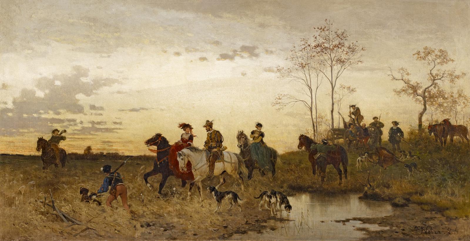 Julius Noerr - Morgendlicher Aufbruch zur Jagd.