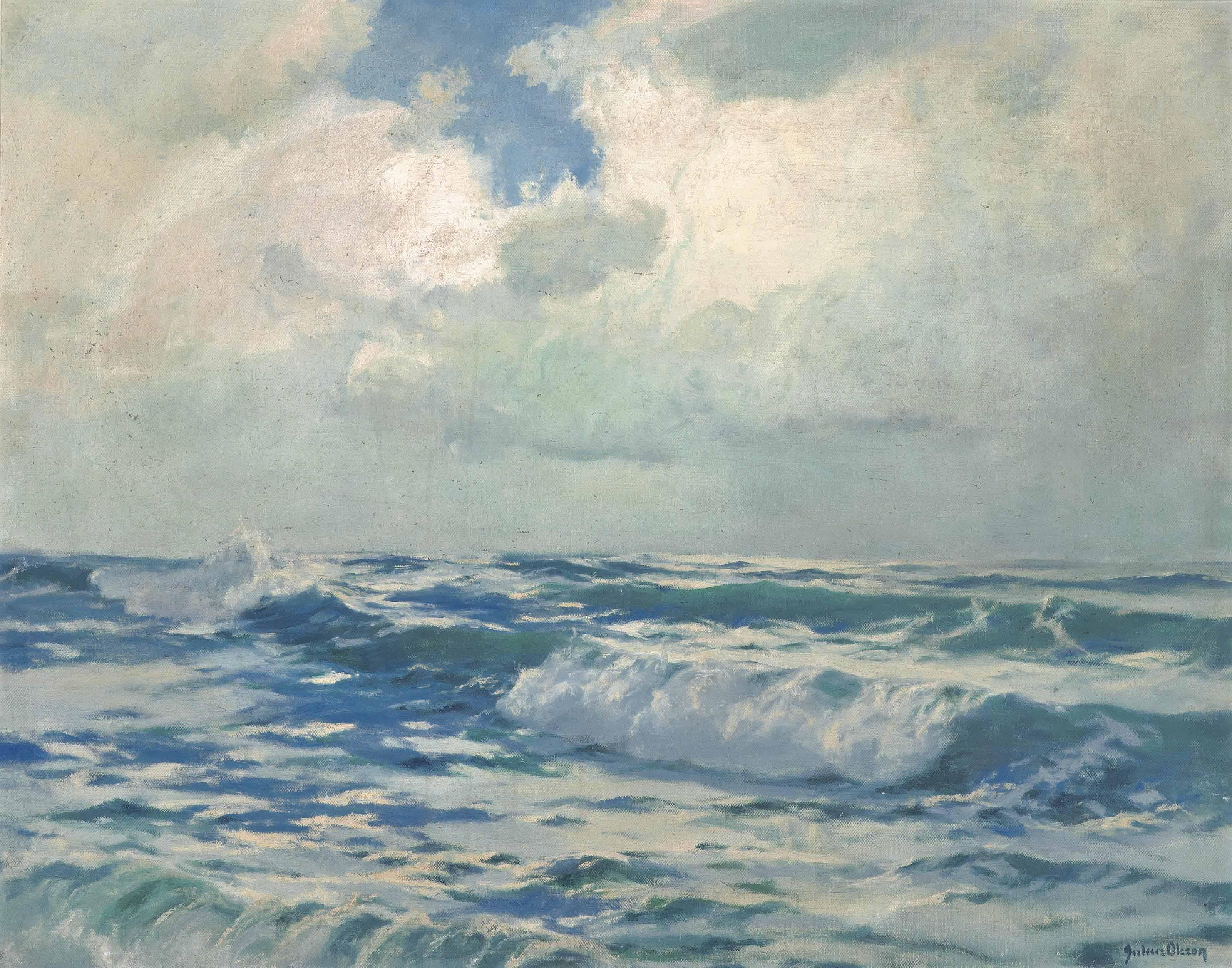 Julius Olsson, R.A., R.B.A., P.R.O.I., R.W.A., N.E.A.C. - Atlantic Rollers