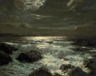 Julius Olsson, R.A., R.B.A., P.R.O.I., R.W.A., N.E - Moonlight, Scilly Isles