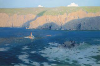 Julius Olsson R.A., R.B.A., P.R.O.I., R.W.A., N.E. - The Golden Shore