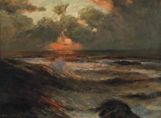 Julius Olsson, R.A., R.B.A., P.R.O.I., R.W.A. - Red sky at night
