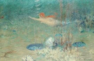 Julius Olsson - A Mermaid Swimming Amongst Coral