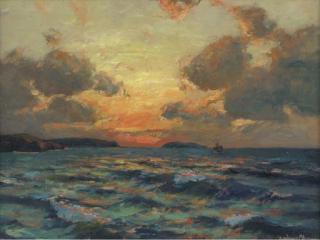 Julius Olsson - The coast at dusk