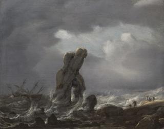 Julius Porcellis - Ships in distress off a rocky coast
