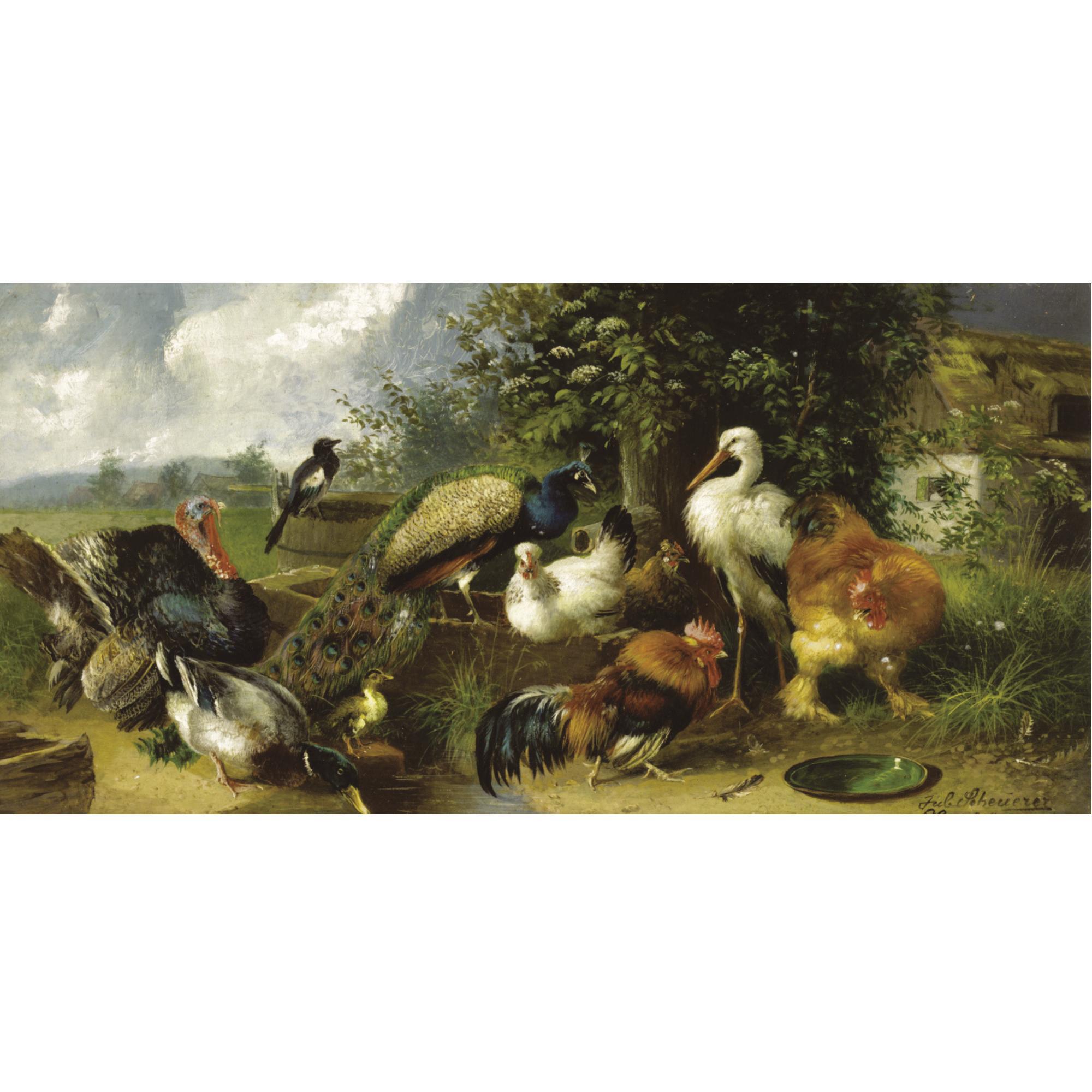 Julius Scheuerer - Farmyard Birds