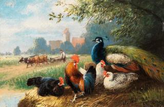 Julius Scheuerer - Federvieh am Ufer