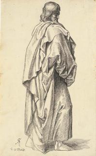 Julius Schnorr Von Carolsfeld - 0n apostle standing in profile to the right (recto); A partial study of the same (verso)