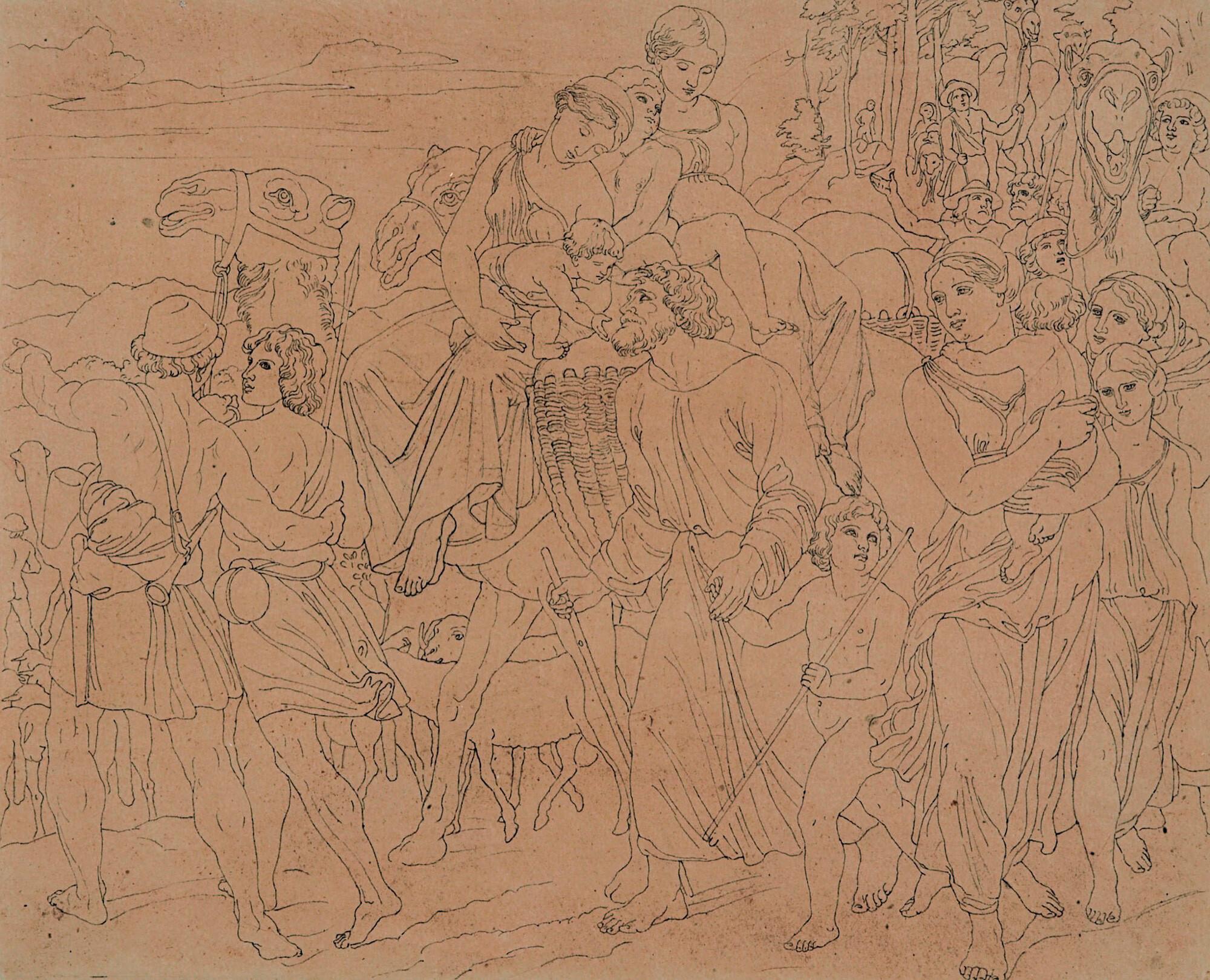 Julius Schnorr von Carolsfeld - Jakobs Flucht (1. Mose 31).