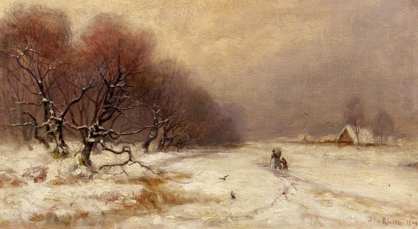 Julius Sergius von Klever - Winterlandschaft mit heimkehrenden Bauern