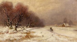 Julius Sergius von Klever - Winterlandschaft mit heimkehrenden Bauern