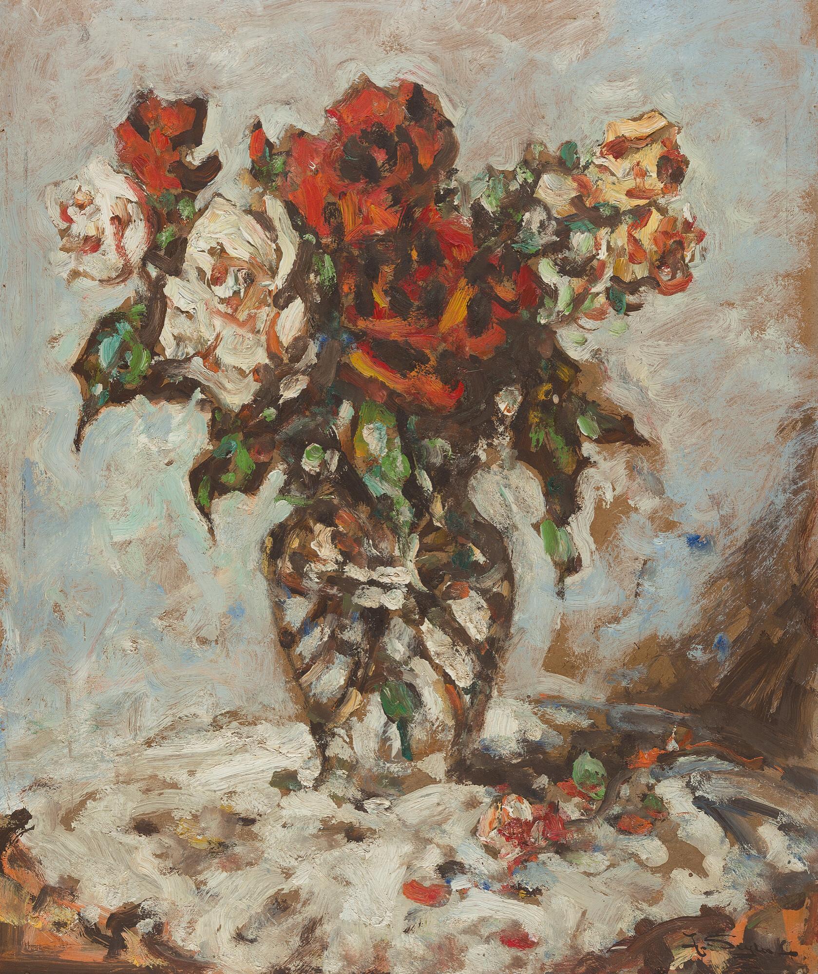 Julius Seyler - Rosen in einer Vase.