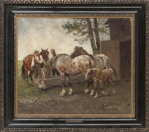 Julius Von Blaas - Horses Watering