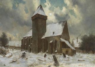 Julius von Leypold - Alte Klosterkirche im Winter. (St. Michaelis in Bautzen?)
