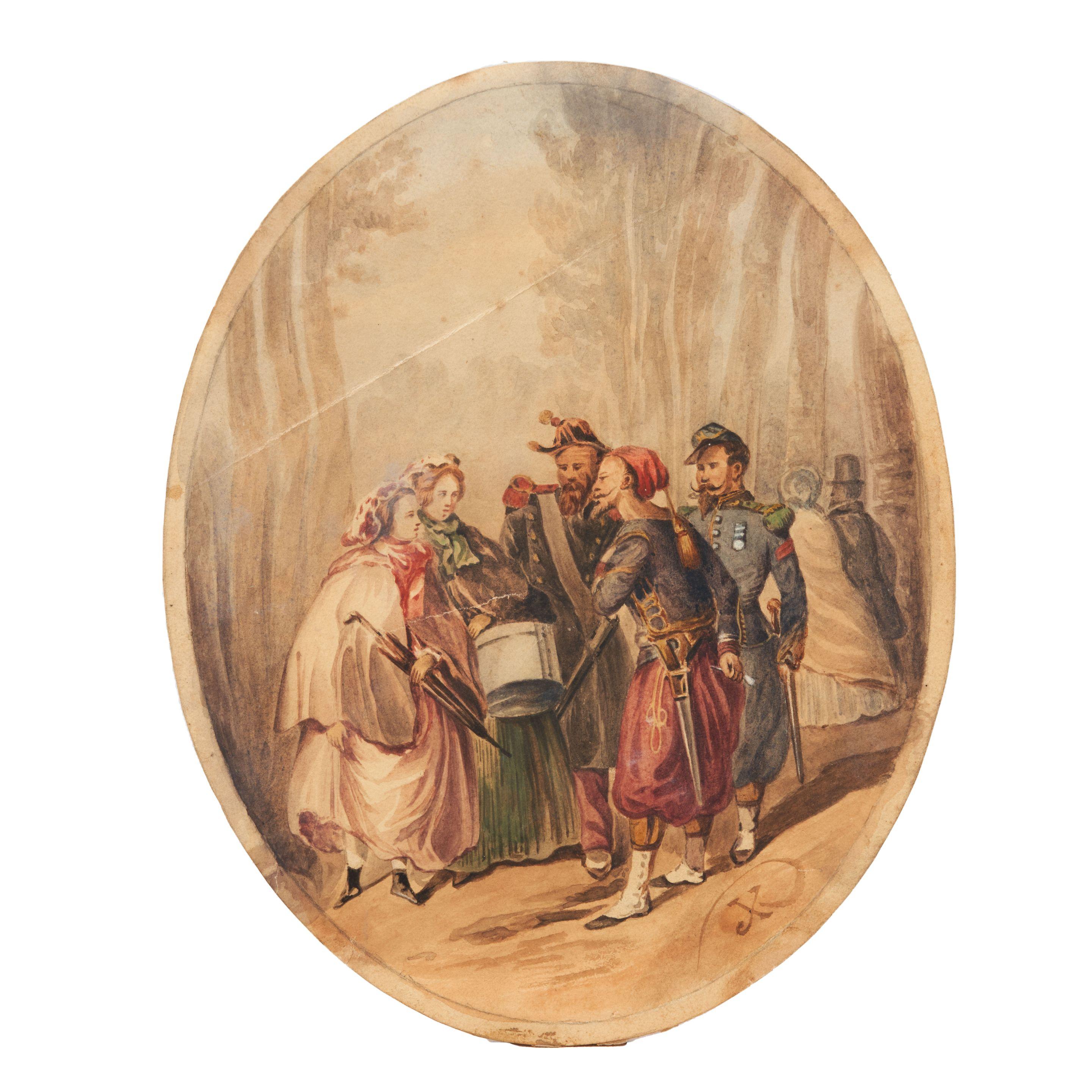 Juliusz Fortunat von Kossak - Polish Guard and Peasant Women unframed.