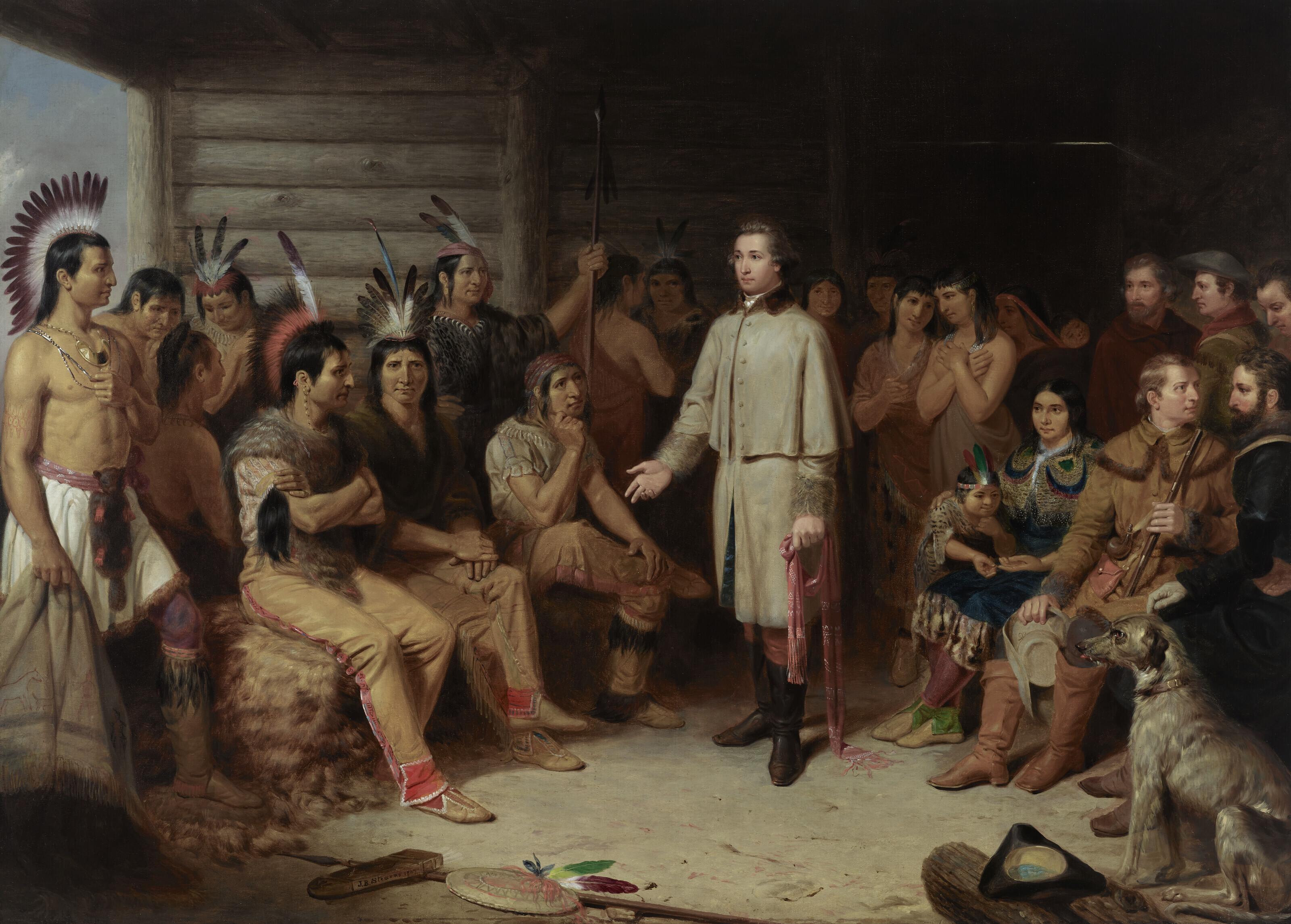 Junius Brutus Stearns - Washington in the Indian Council, with related study