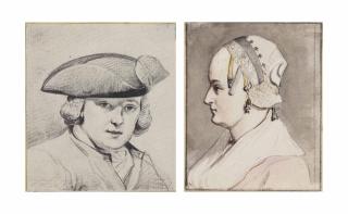 Jurriaan Andriessen - Portrait Of A Man Wearing A Tricorn Hat, Bust-Length, Perhaps A Self-Portrait; And Portrait Of A Woman