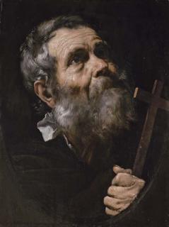 Jusepe de Ribera - A Saint holding a cross, in a painted oval
