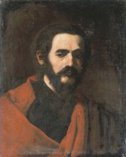 Jusepe de Ribera - Portrait of a bearded man, bust-length, in a red cloak