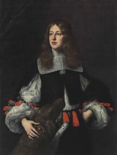 Justus Suttermans - Portrait of Orazio Piccolomini (1639-1678), three-quarter-length, with a dog