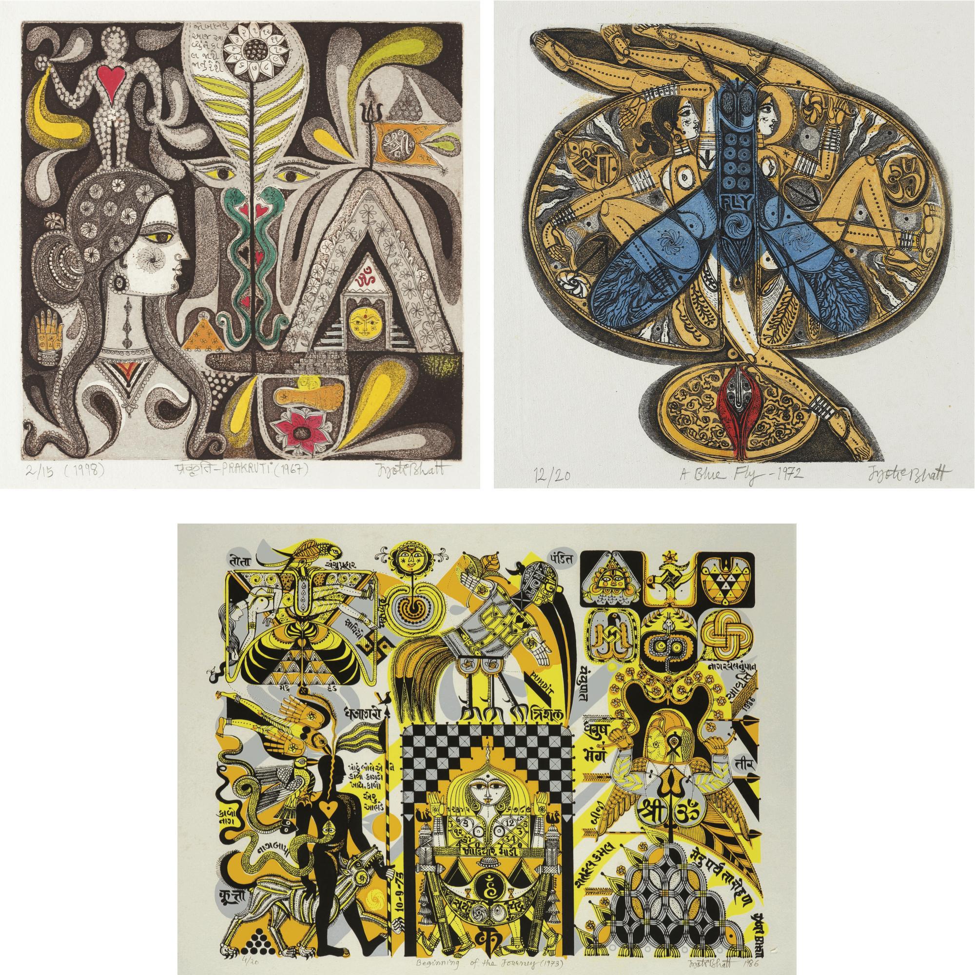 Jyoti Bhatt - Prakruti, 1967; A Blue Fly, 1972; Beginning A Journey, 1986 
