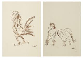 K. G. Subramanyan - Untitled (Rooster); Untitled (Tiger)