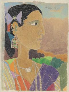 K. Laxma Goud - Untitled (Woman In Landscape)