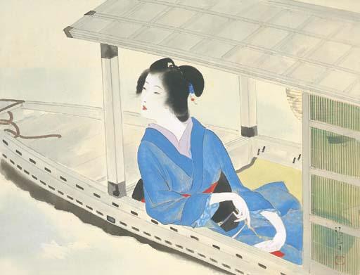 Kaburagi Kiyokata - Meiji fuzoku suzumibune (Meiji fashion, summer cooling boat)