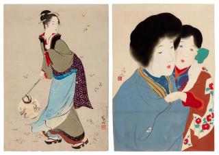 Kaburagi Kiyokata - Two kuchi-e woodblock prints