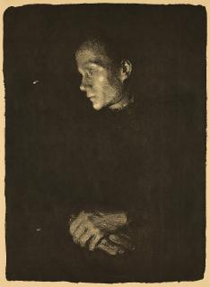 Käthe Kollwitz - Arbeiterfrau im Profil nach links.