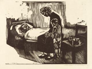 Käthe Kollwitz - Besuch im Krankenhaus.