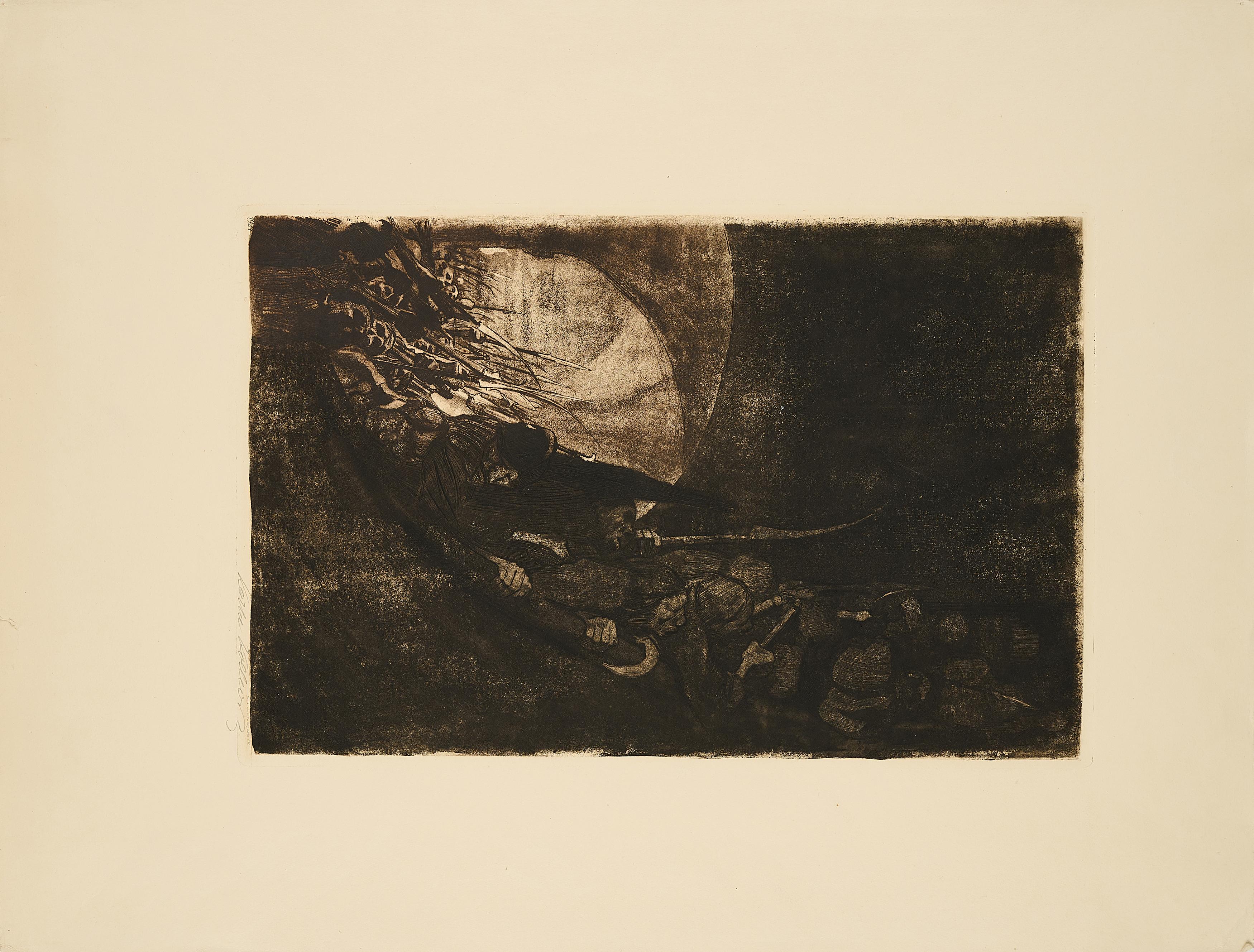 Käthe Kollwitz - Bewaffnung in einem Gewölbe (Aus: Bauernkrieg).