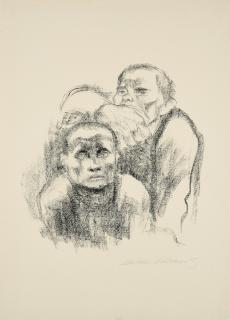 Käthe Kollwitz - Gefangene, Musik hörend.