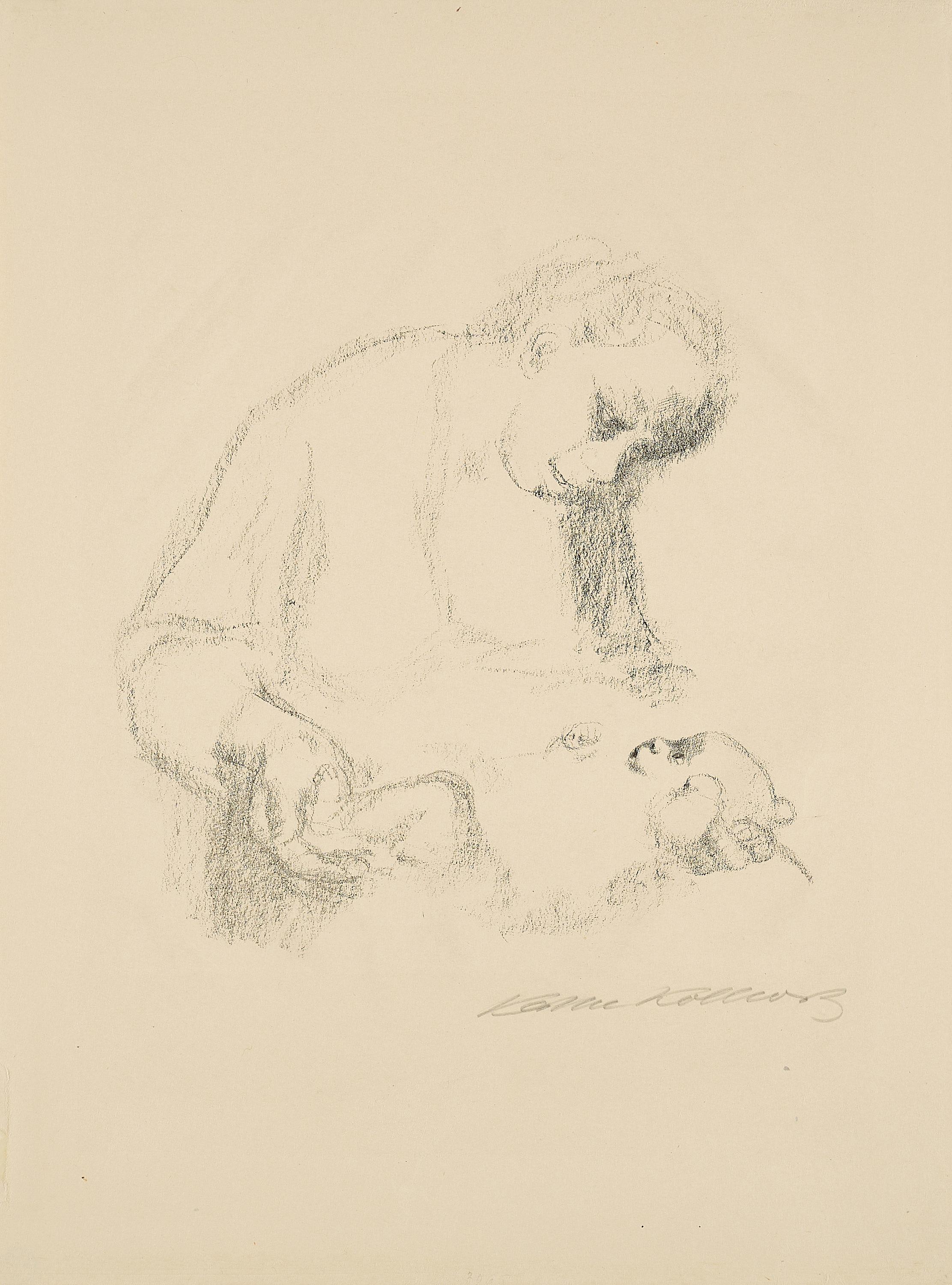 Käthe Kollwitz - Junge Mutter mit Säugling.