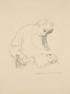 Käthe Kollwitz - Junge Mutter mit Säugling.