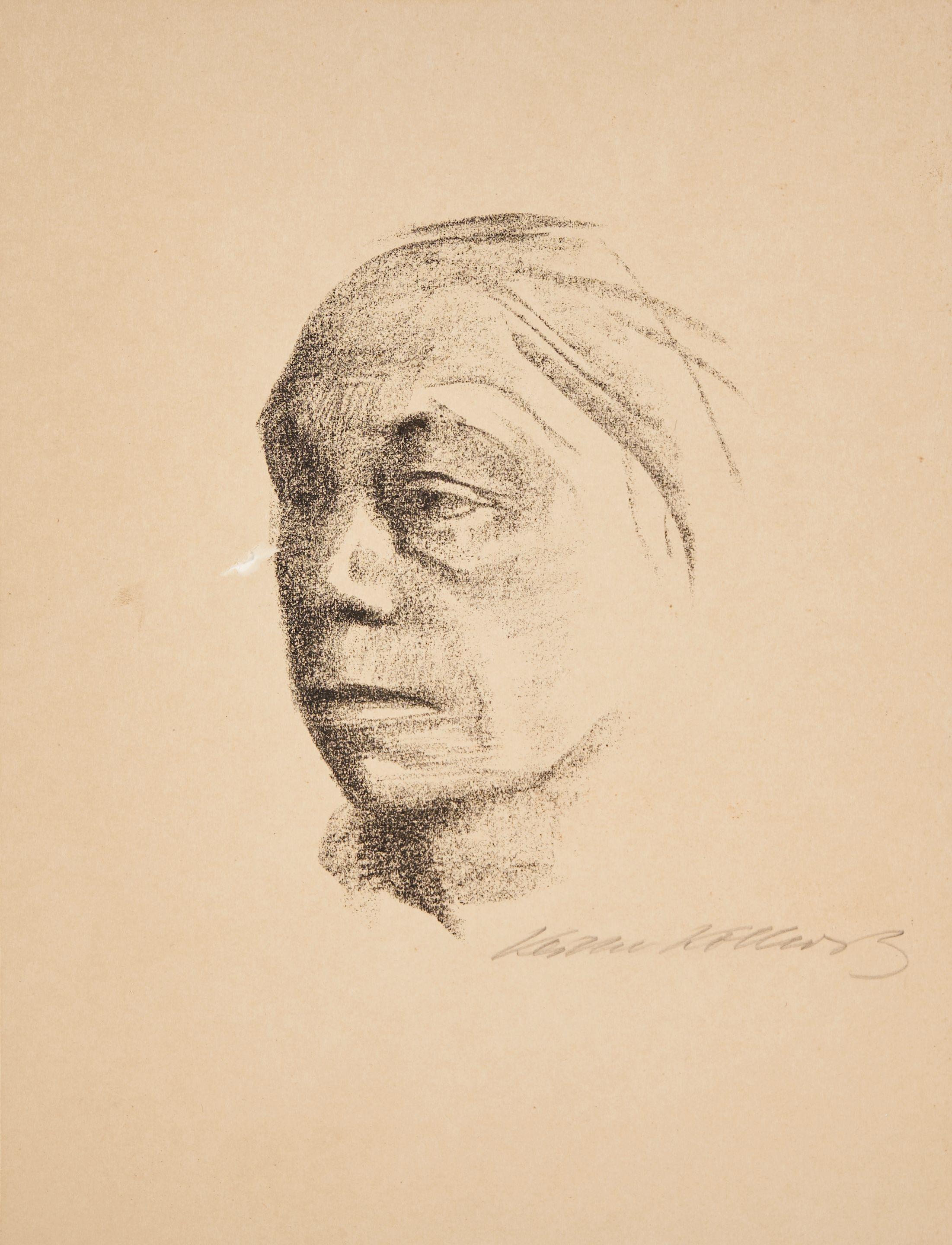 Käthe Kollwitz - Kleines Selbstbildnis nach links